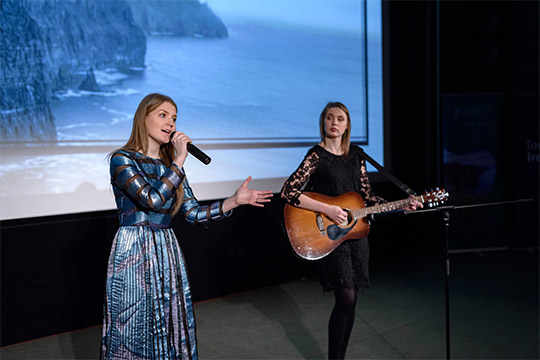 Musical group Duo "Spārnos" performing during the WAW Film Festival; photo credit: Arturs Martinovs