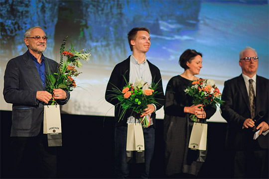 Ambassador Seamus Mac Aonghusa with the representatives of the Latvian Academy of Culture during the opening of the WAW Film Festival; photo credit: Kristaps Bergs