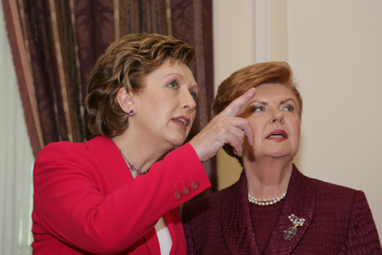 Former President of Ireland, Mary McAleese, and former President of Latvia, Dr Vaira Vike-Freiberga during the 2007 State Visit