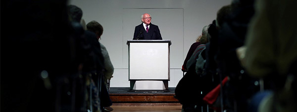 President Michael D. Higgins giving a lecture on Irish poet and revolutionary, Eva Gore-Booth at the headquarters of the Trade Unions Congress, London - 14 October 2016. Photo Credit: Maxwell Photography.