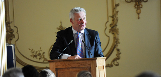 Minister Fergus O’Dowd speaking at the Embassy on 15 May 2014.