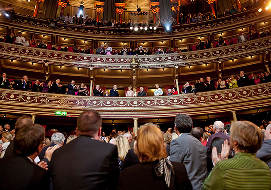 Pictured is President of Ireland Michael D Higgins and his Wife Sabina with Prince and Princess Michael of Kent being welcomed at a Celebration of British and Irish Culture Concert in the Royal Albert Hall in London on the third official day of the Presidents 5 day State Visit to the United Kingdom. Photo Chris Bellew / Copyright Fennell Photography 2014.