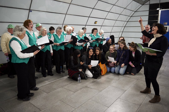 Celebrating St. Patrick’s Day on the London Underground - Photo by Sam Holden Agency