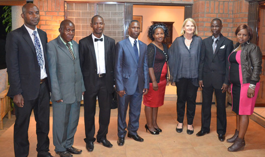 Ireland's Ambassador to Malawi, Liz Higgins, with seven Malawians awarded Fellowships for Higher Level Study in Ireland. 