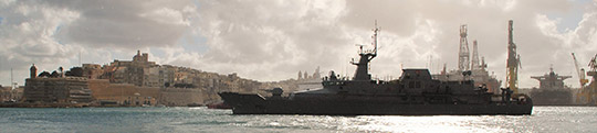 The LÉ SAMUEL BECKETT, Grand Harbour, Valetta - Malta.