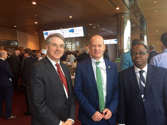 DFAT Secretary General Niall Burgess, Ambassador Seán Hoy with the Secretary General of the ECOWAS Parliament Dr Nelson Magbagbeola.