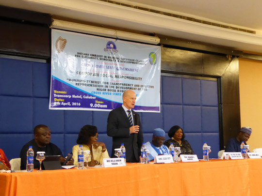 Ambassador Hoy addressing local communities in Calabar