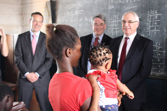 On 16th November 2015, a high-level delegation from Ireland and the UK visited the FAWE Resource Centre on Fort Street in Freetown to see the Government’s programme for the education of pregnant adolescents. Credit: UNICEF Sierra Leone/2015/Davies