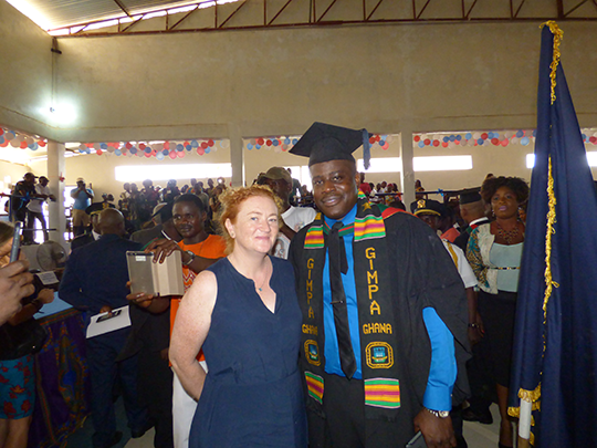 Pictured: Head of Irish Aid in Liberia, Emma Warwick, and Inspector General Gregory Coleman, a Graduate of the GIMPA Post-graduate Diploma in Public Administration (2013).