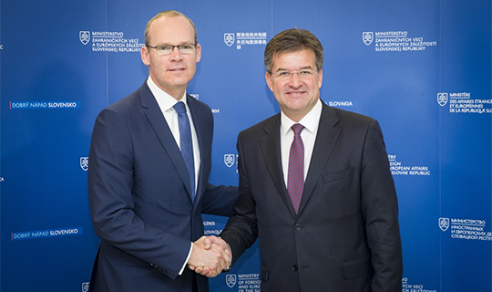 Minister for Foreign Affairs and Trade Simon Coveney T.D. with Minister of Foreign and European Affairs of the Slovak Republic Miroslav Lajcak