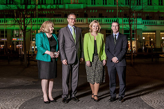 Minister English, Ambassador Callan and Deputy Mayor  MUDr Iveta Plšeková at the launch of the greening, Bratislava, Slovak Republic.