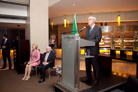 Ambassador Liam MacGabhann speaking during the visit of President Higgins Ambassador Liam MacGabhann speaking during the visit of President Higgins