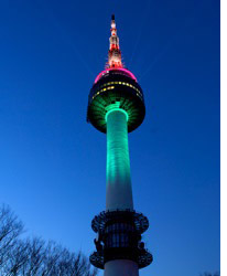 Seoul Tower turning green for St Patricks Day