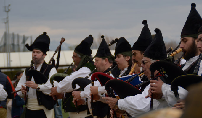 The Galician Pipe band at the opening ceremony before Ambassador Cooney gave his welcome speech to the crowd