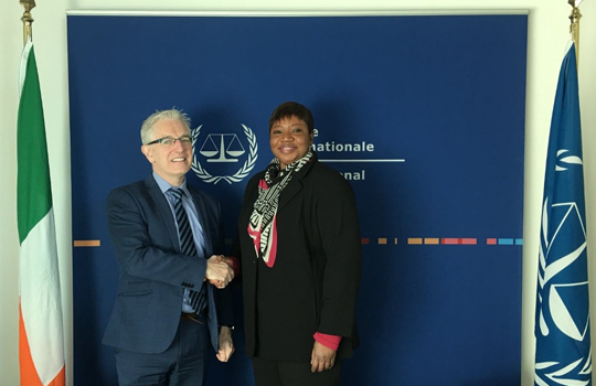 Ambassador Kelly meets Ms Fatou Bensouda Prosecutor of the International Criminal Court. Credit Embassy of Ireland