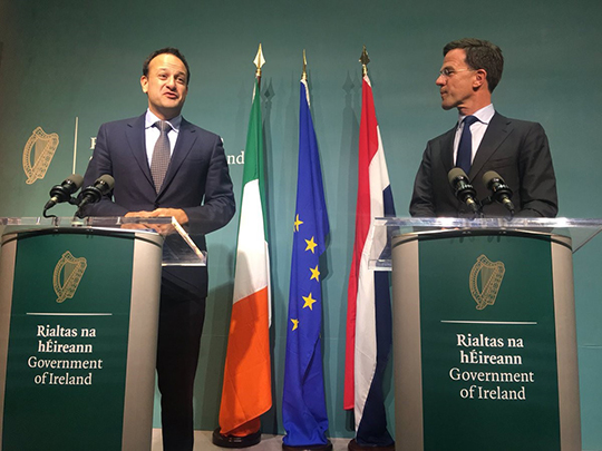 An Taoiseach Leo Varadkar TD meets with Dutch Prime Minister Mark Rutte in Dublin. Credit: Embassy of Ireland
