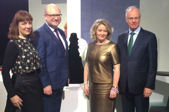 L-R Laura Magahy ID2015, Minister Nash TD, Karen Hennessy ID2015 and Ambassador Neary at the launch of Liminal – Irish Design at the Threshold
