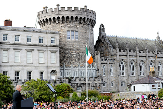 Vice President Biden addressing Dublin Castle. Photo Credit: Maxwells Photography