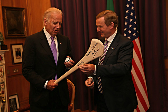 Vice President with Taoiseach with hurley and sliotar. Photo Credit: Maxwells Photography