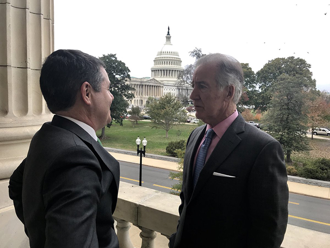 Minister Donohoe with Congressman Neal with Capitol Hill in the background