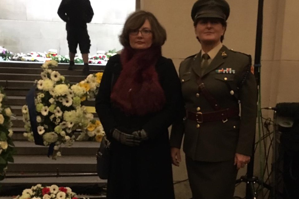 Ambassador Nolan pictured with Lt Col Mary Carroll at Menin Gate commemoration in November 2018.