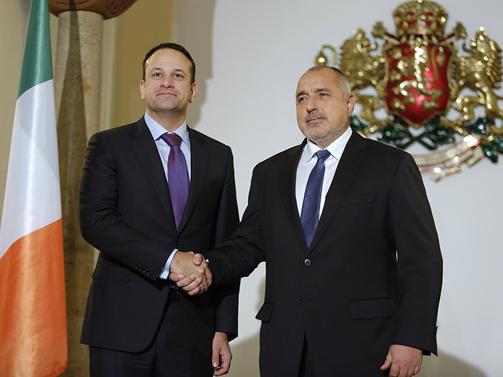 Taoiseach Leo Varadkar and PM Boyko Borissov at a joint press conference at the Bulgarian Council of Ministers