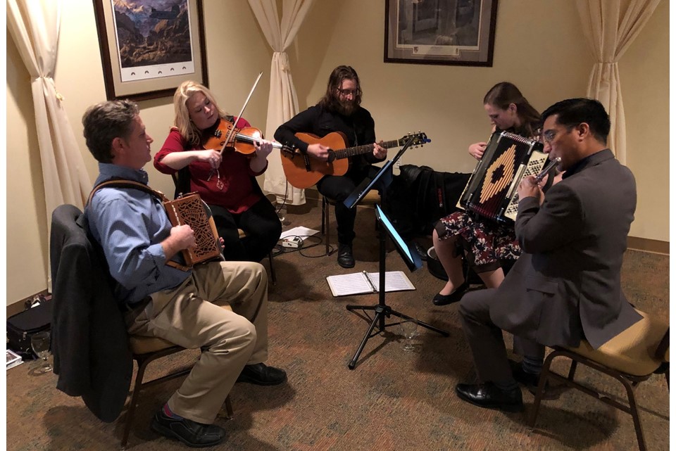 Traditional Irish music group Wolf & Clover from Columbus, Georgia performed at a community reception for Minister Paul Kehoe