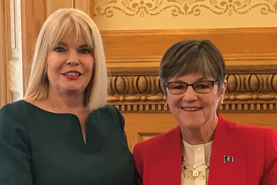 Governor of Kansas Laura Kelly & Minister Mary Mitchell O'Connor in Topeka, Kansas during St Patrick's Day 2019. 