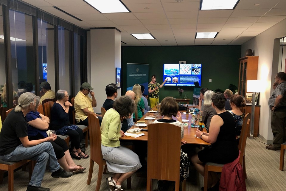 Irish Artist Carol Wade with the Finnegans Wake Reading Group in Austin, Texas