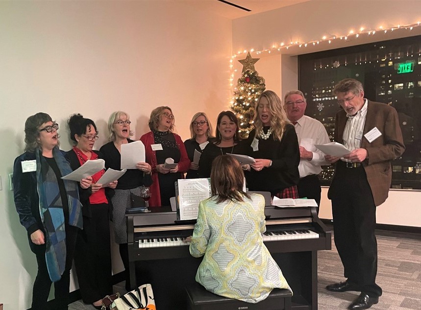 Choir Group Celtic Voices performing at the Community Christmas Reception at Ireland House San Francisco. 