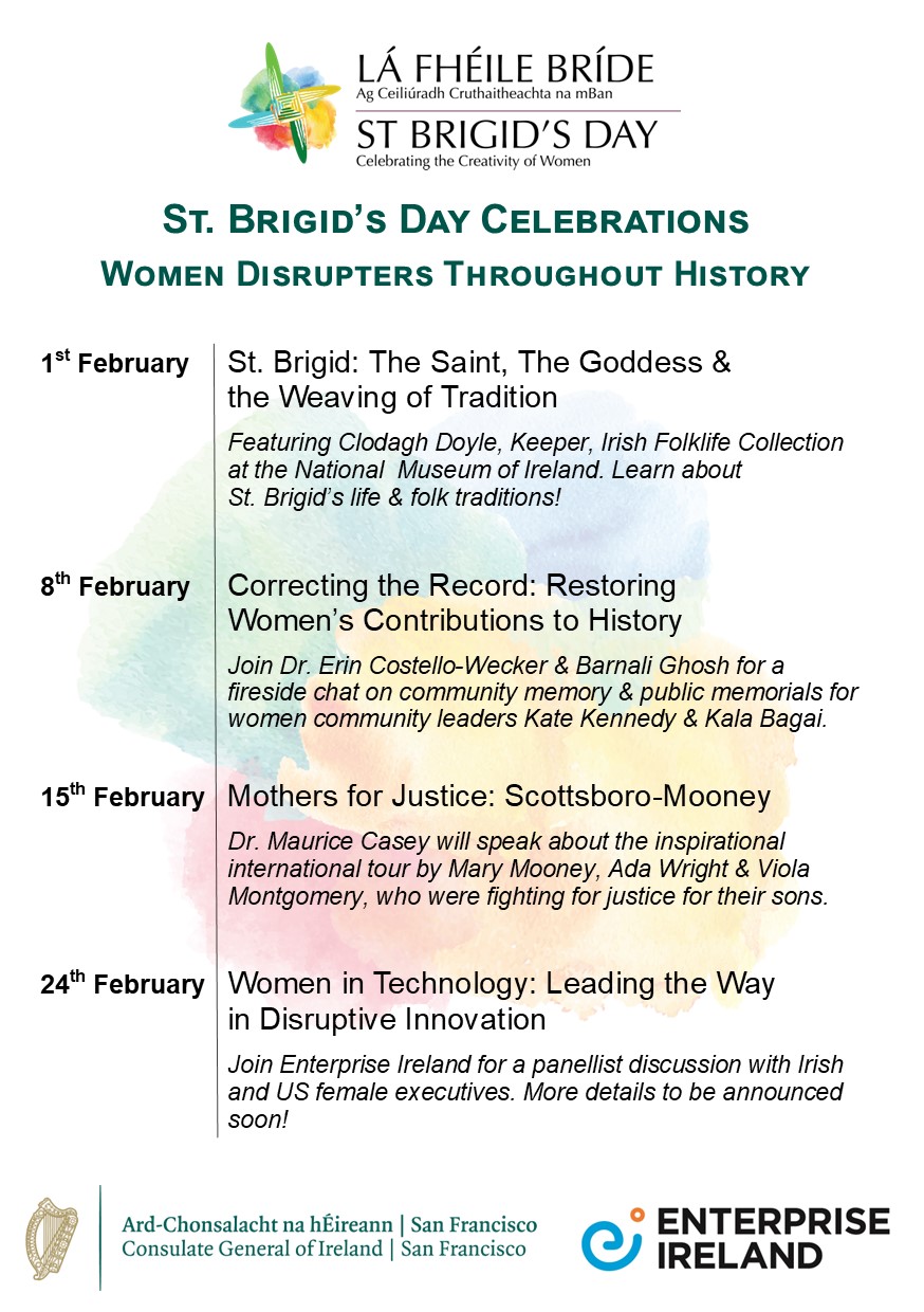 Consulate General of Ireland San Francisco full programme of St. Brigid's Day events! 