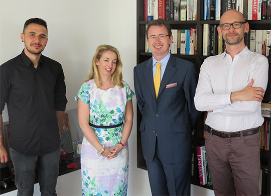 Pictured is Igor Jurilj, Bloomsday organizer, Majella O Doherty, Ambassador Harrington and Dr. Aidan O'Malley at the Bloomsday Brunch held at the Irish Residence. Photo by Bernard Vrban