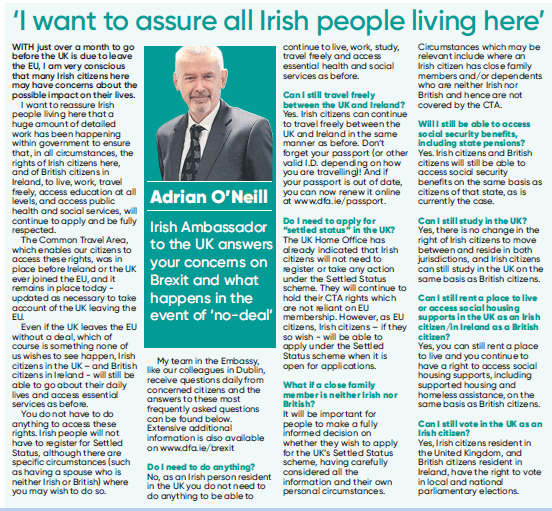 Ambassador's letter to the Irish World