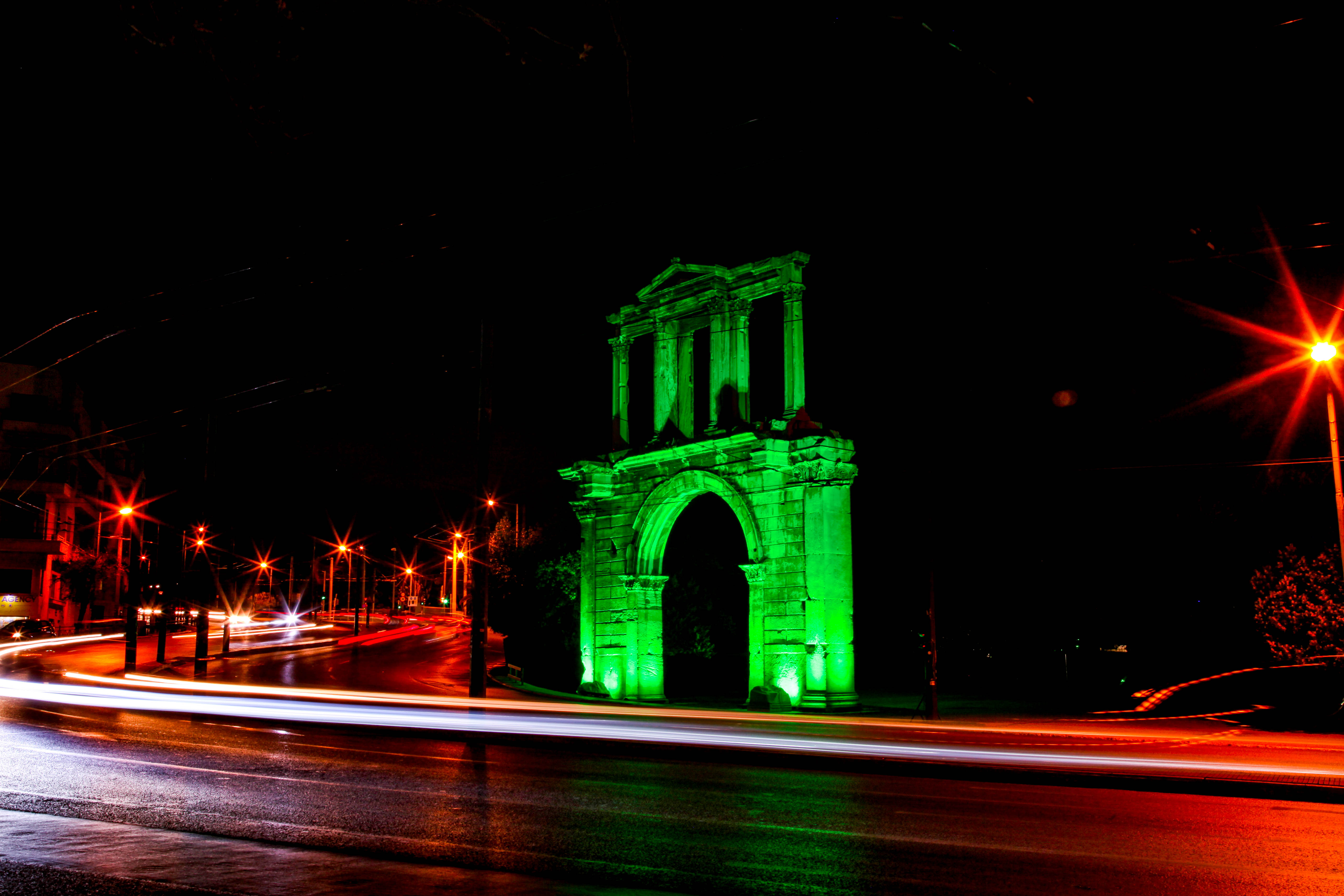 St Patrick's Day Greening in Athens - Hadrian's Arch