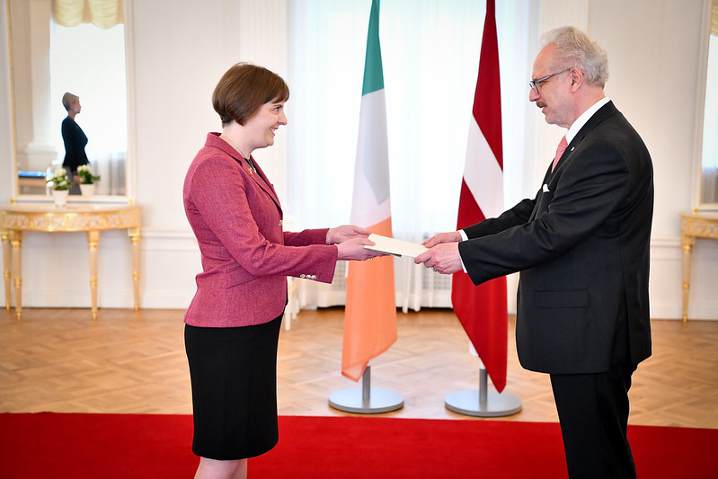 Ambassador of Ireland HE Eimear Friel presents credentials to President Levits