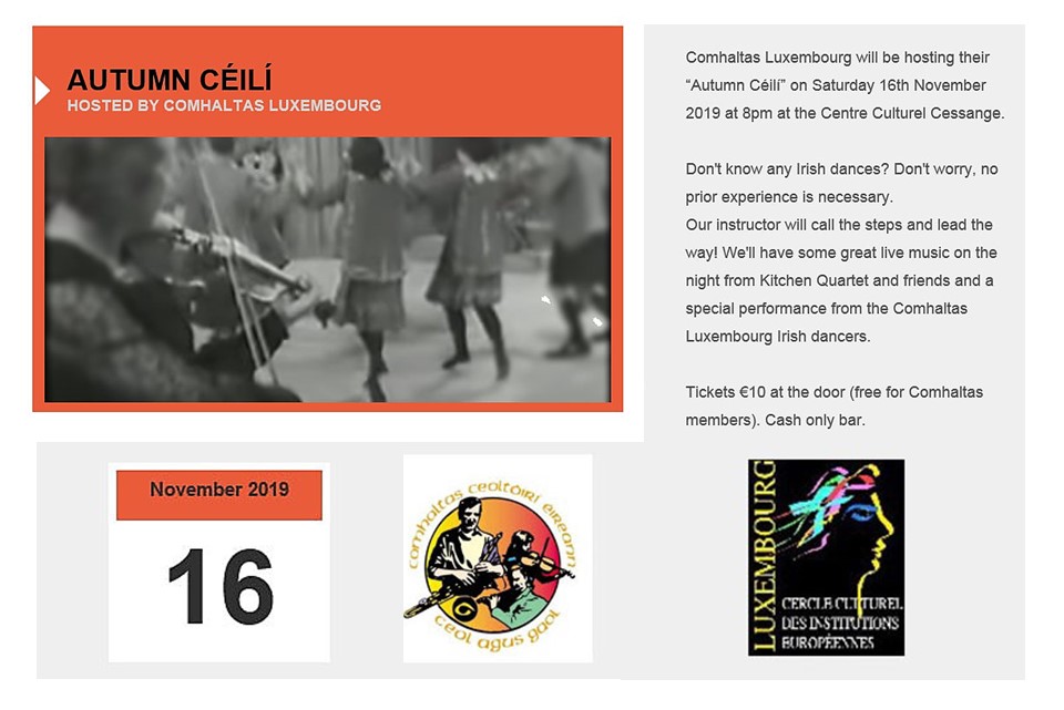 Autumn Céilí hosted by Comhaltas Luxembourg - 16 November 2019