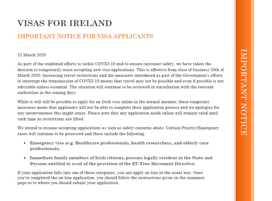 Important Notice for Visa applicants