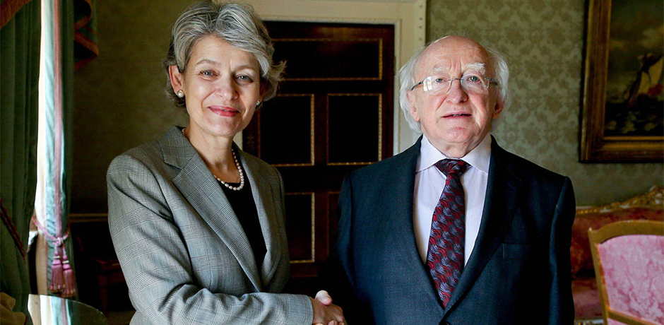 The President of Ireland welcomed UNESCO's Director General Irina Bokova to Ireland