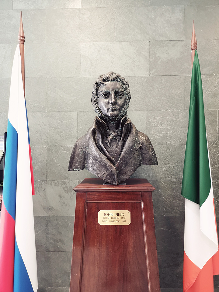 The sculpture of famous Irish pianist, composer, and teacher – John Field, who resided in Russia, located in the Embassy 