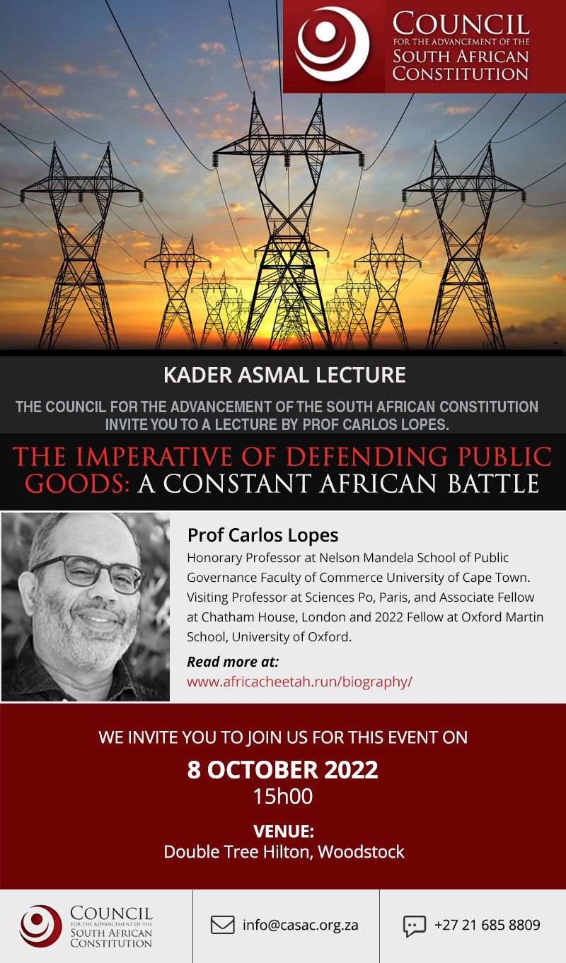 Prof Carlos Lopes’s address at the annual CASAC Kader Asmal Lecture