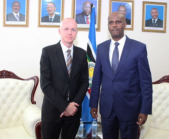 Ambassador of Ireland to the United Republic of Tanzania, H.E. Paul Sherlock received by the Secretary General Amb. Liberat Mfumukeko on 5th October when he presented his credentials to the EAC. Photo credit: East African Community