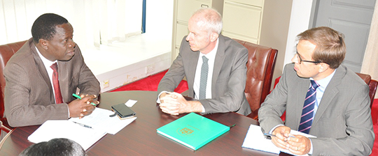 Ambassador Paul Sherlock paid a courtesy call on the Minister for Trade and Industry Hon. Charles Mwijage