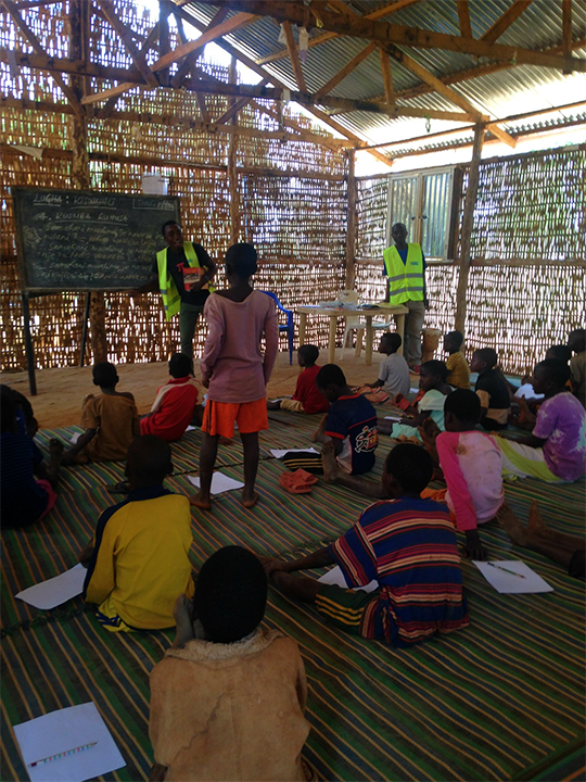 A class at a Child Friendly Space in Nduta Camp where child refugees were taught Kiswahili. Every child has the right to a quality education.