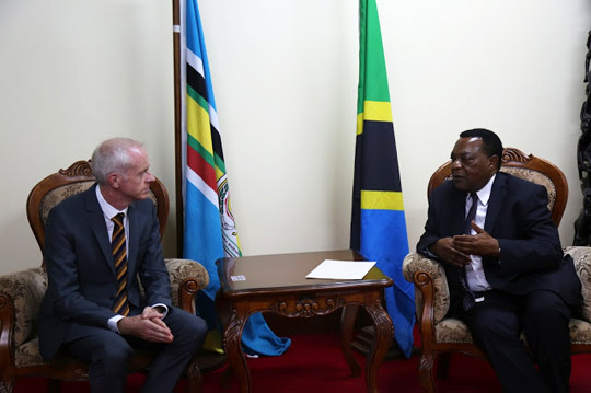 Ambassador-designate of Ireland to the United Republic of Tanzania, Mr. Paul Sherlock and Minister for Foreign Affairs and East African Cooperation, Hon. Dr. Augustine Mahiga.