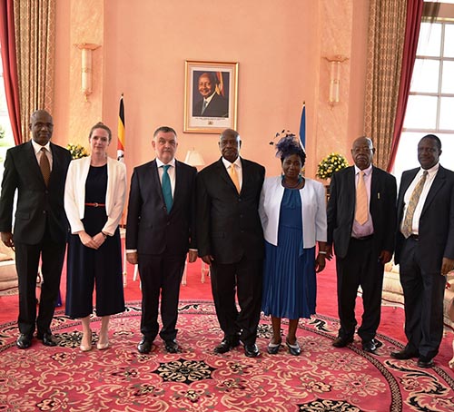 Ambassador Finbar O'Brien presented his credentials to H.E. President Y.K Museveni