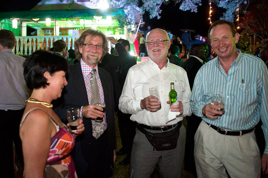 Rob Moodie, second from the left, of Traidlinks with visitors at the reception