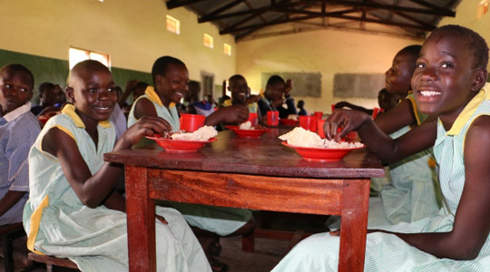 With the support of Irish Aid, the World Food Programme provides food to primary and secondary schools in Karamoja, reaching more than 100,000 children with at least one meal a day.