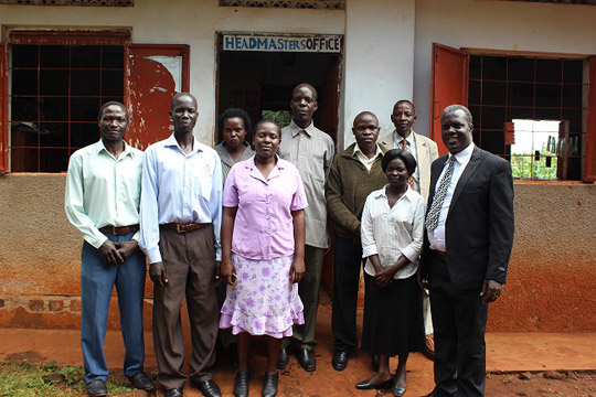 Dan Bubale (far right) with some of the teachers at the school where he was headmaster