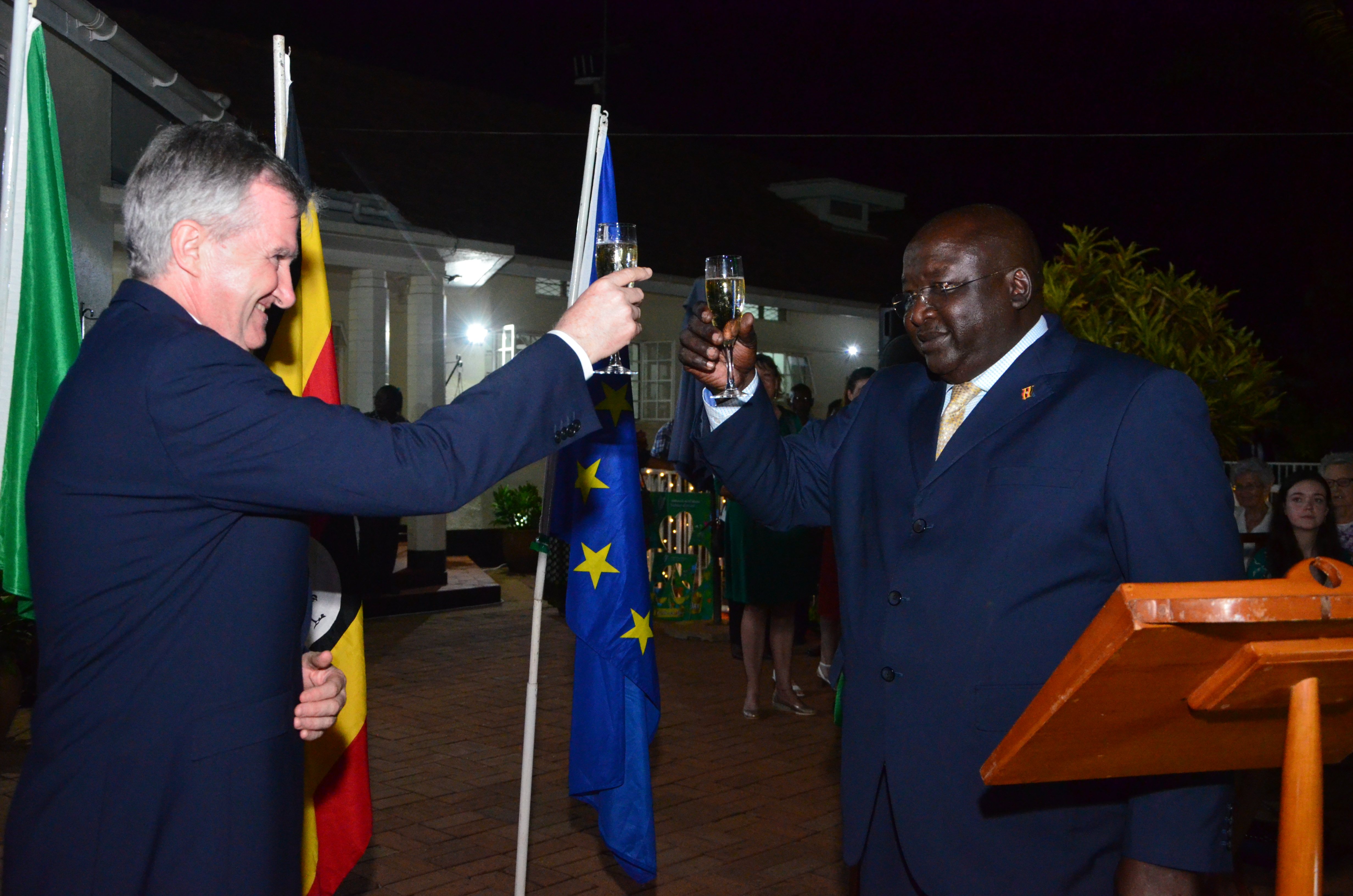 Amb. William Carlos & Hon. Henry Okello Oryem, Minister of State for Foreign Affairs, at the St. Patrick's Day Reception